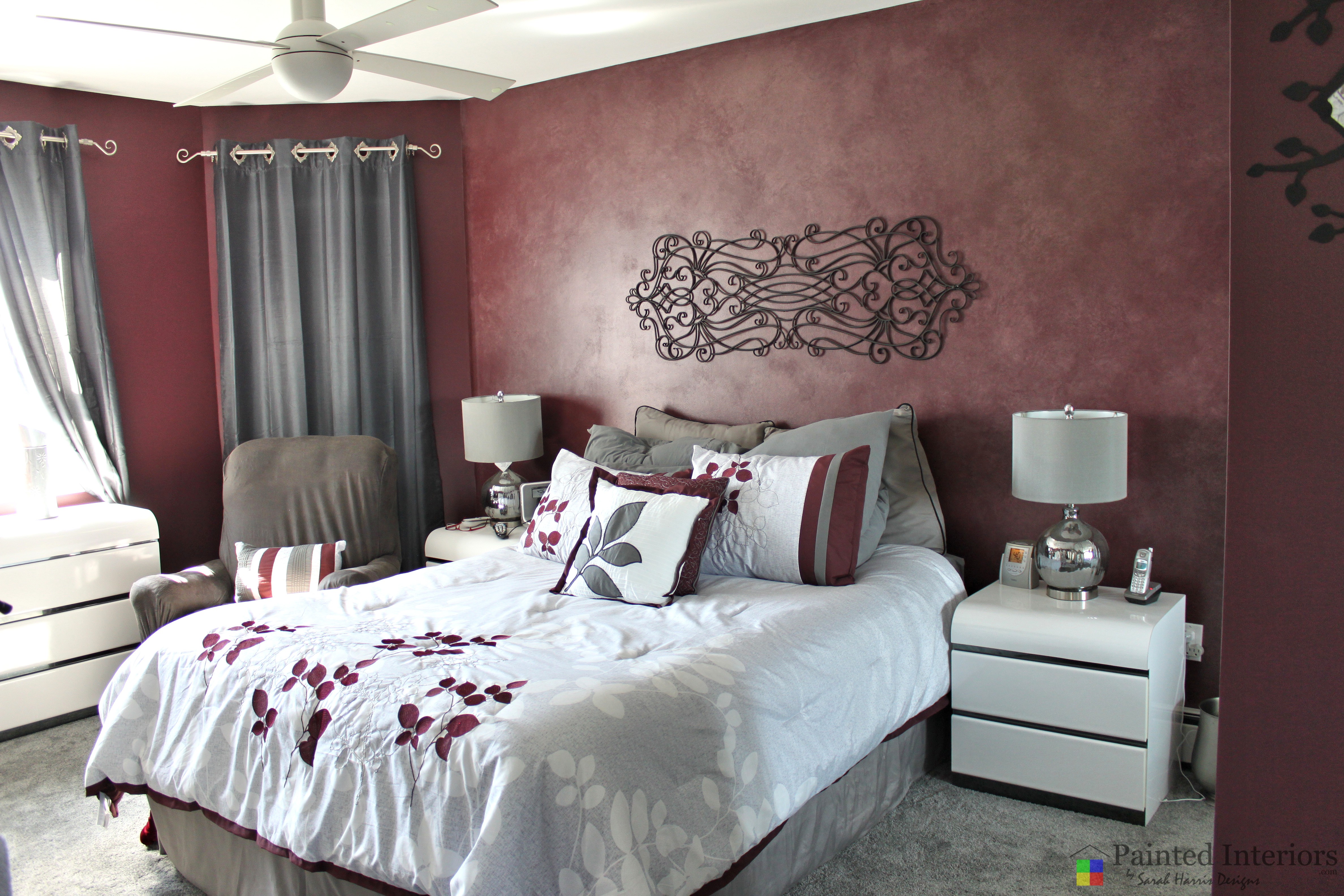 cranberry faux painted accent wall