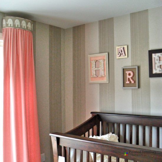 nursery with hand painted stripes (dragging strie)